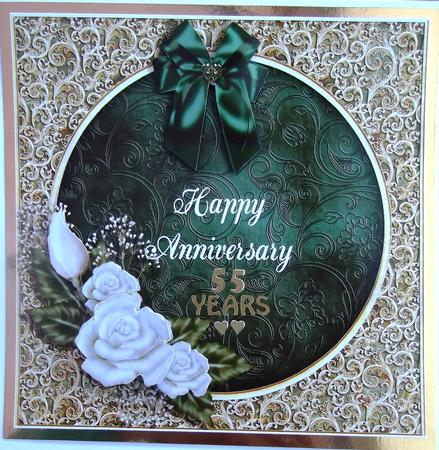 Emerald Anniversary 8x8 Card Topper with Decoupage by Hilda Mullinger