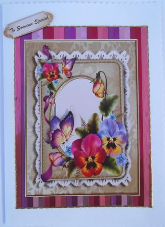 Beautiful Pansys on a Gold Frame  by Hilda Mullinger