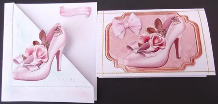 Cream Shoe in Ornate Frame with Peach Roses by Hilda Mullinger
