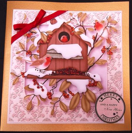 Christmas Robins Birdhouse by Hilda Mullinger