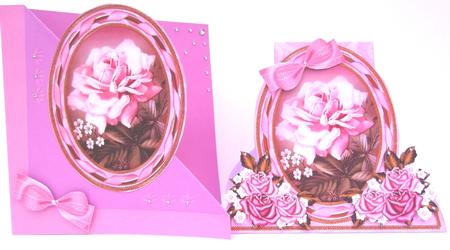 Pink Rose Special Large Oval Card Mini Kit by Hilda Mullinger