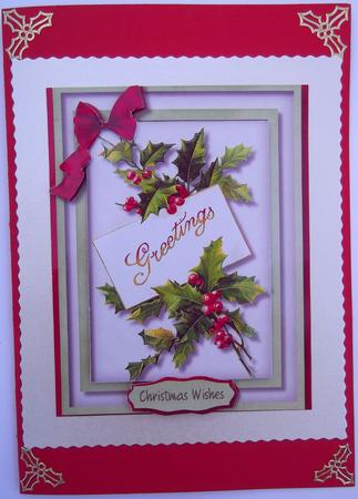 Lovely Christmas Greetings with Holly by Hilda Mullinger