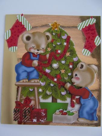 Lovely Teddies with Christmas Tree by Hilda Mullinger