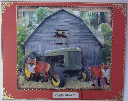 Old John Deer and Fox with Decoupage by Hilda Mullinger