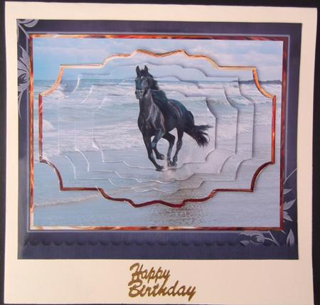 Black Stallion Card with Shaped Layers by Hilda Mullinger