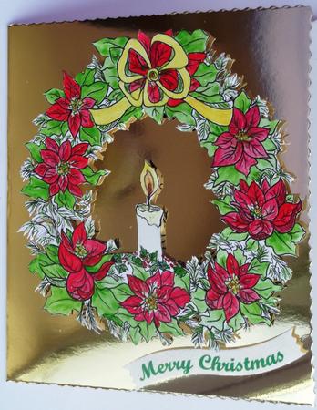 Poinsettia Wreath and Candle-digi Stamps by Hilda Mullinger