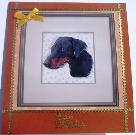 Doberman Portrait 3D Decoupage by Hilda Mullinger