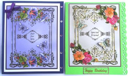 2 Floral Toppers with Butterflies by Hilda Mullinger