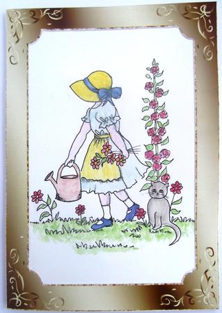 Watering the Garden Digistamp, Digital Stamp by Hilda Mullinger