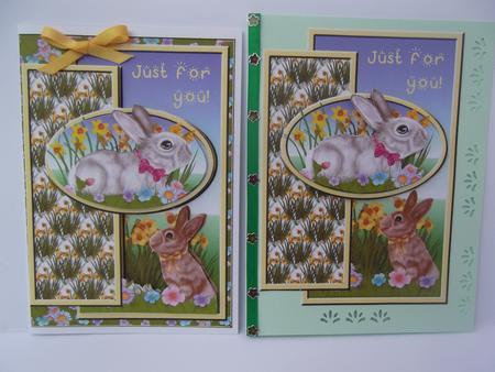 Oval Sketch Card - Easter Bunnies by Hilda Mullinger