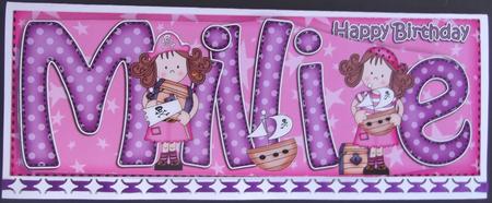 Large Dl Birthday Millie Girlz & 3D Decoupage by Hilda Mullinger