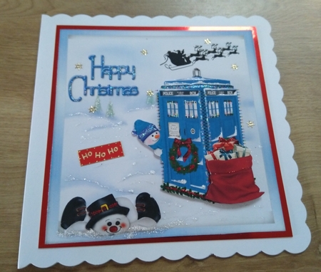 Who Who Who, Merry Christmas - 6 x 6 inch card front with decoupage by Honorscard Appleby