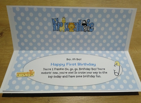 Safari Day FRANKIE 1st large dl insert by Honorscard Appleby
