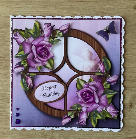 The Circular Window - Heritage roses 8x8 by Honorscard Appleby