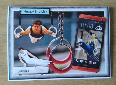Gymnastics Phone Card Male with various greetings by Honorscard Appleby