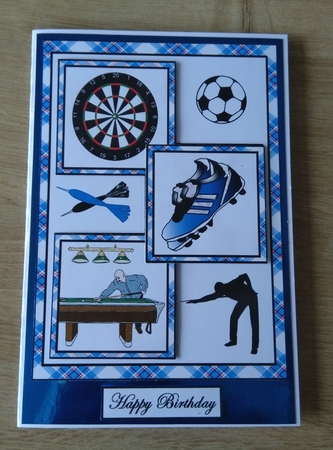 Three squares- Darts, snooker & football (Blue) by Honorscard Appleby