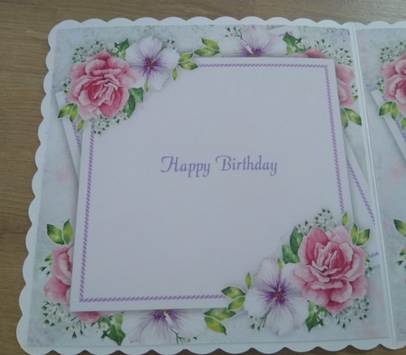 Beautiful Watercolour Rose Insert Happy Birthday 8x8 by Honorscard Appleby