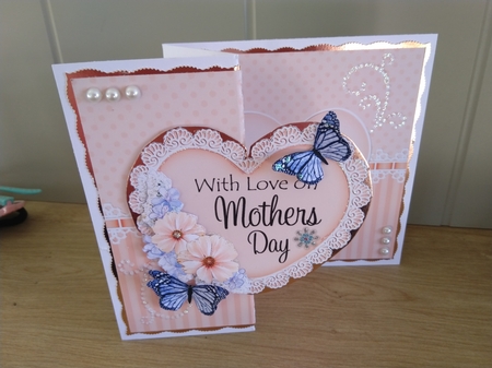 3 in 1 Floral Heart - 3D Shaped No-Hole Fold Back Card with Decoupage Mini Kit by Honorscard Appleby