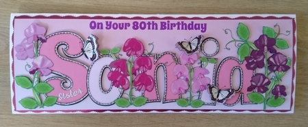 Sweet Pea flowers SONIA 80th large dl by Honorscard Appleby