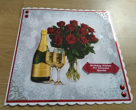 8x8 Red Roses And Champagne Topper & Greeting Tags by Honorscard Appleby