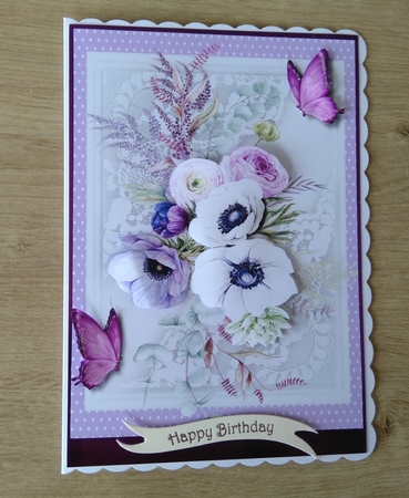 A5,Beautiful Lilac and White Annemones by Honorscard Appleby