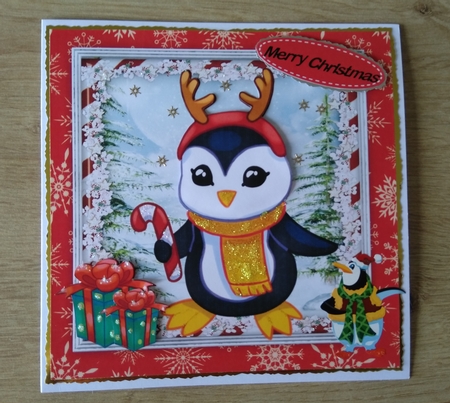 Cute Penguin in Reindeer  Hat by Honorscard Appleby