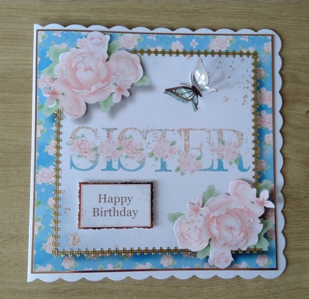 Pretty Pink Roses & Glitter Sister 8x8 by Honorscard Appleby