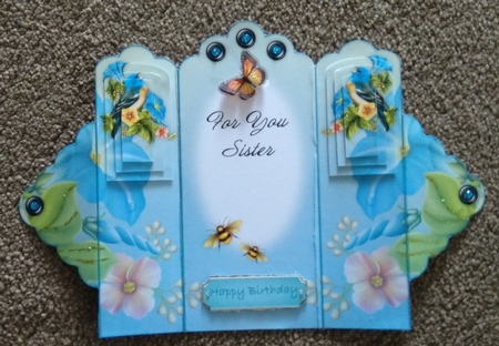 Winged Friends - For You Sister - Scallop Top Tri Fold Card by Honorscard Appleby