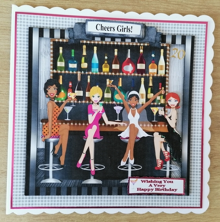 Hen Night In The Cocktail Bar (1) - Card Topper & Decoupage by Honorscard Appleby