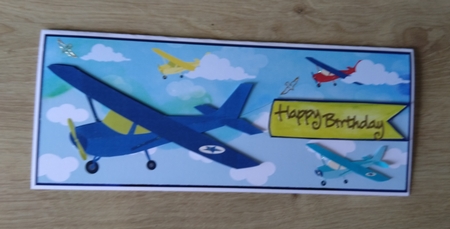 Large 70/80/90/100 Birthday plane fly pass card front by Honorscard Appleby
