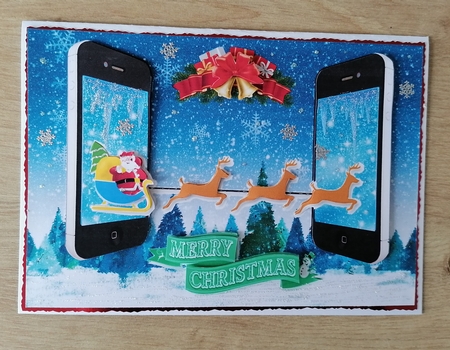 Santas Sleigh Dual Phones Christmas Card by Honorscard Appleby