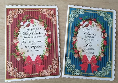 2 Christmas oval verse card fronts by Honorscard Appleby