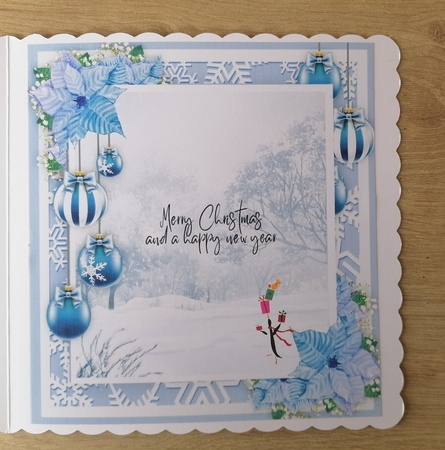 Beautiful Blue Floral & Bauble Insert 8x8 by Honorscard Appleby