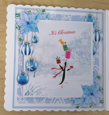 Beautiful Blue Floral & Bauble Blank Insert 8x8 by Honorscard Appleby