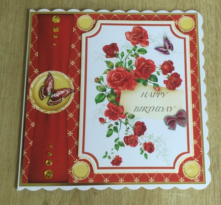 Red floral card front  by Honorscard Appleby