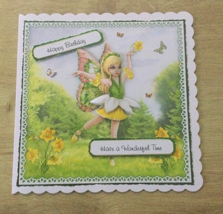 The Daffodil Flower Fairy - 7.5 x 7.5 Printable Card Topper With Decoupage by Honorscard Appleby