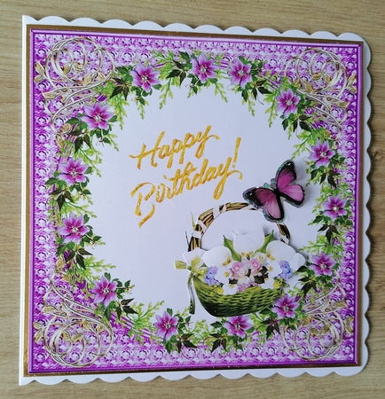 3 Purple floral aperture card fronts/toppers by Honorscard Appleby