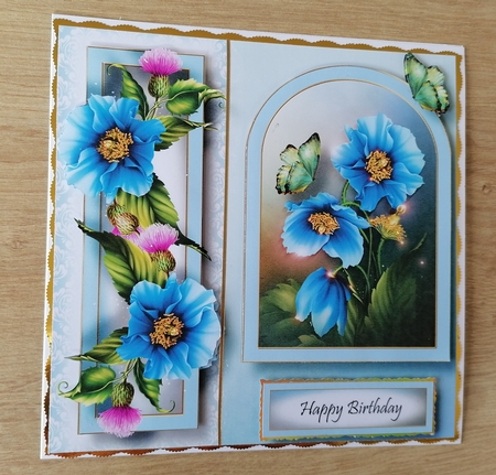 Floral Arched Frame - Blue Poppies 8x8 by Honorscard Appleby