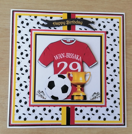 8x8 MANCHESTER UNITED - AARON WAN-BISSAKA No.29 Card front with decoupage  by Honorscard Appleby