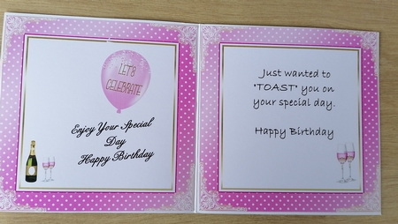 Birthday Pink 7x7ins Blank Insert to match cup1109020_719 by Honorscard Appleby