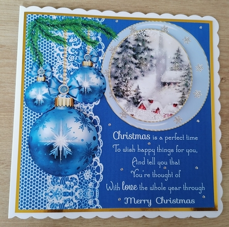 3 Blue Christmas baubles with scene card front/toppers(value sheet)4 by Honorscard Appleby
