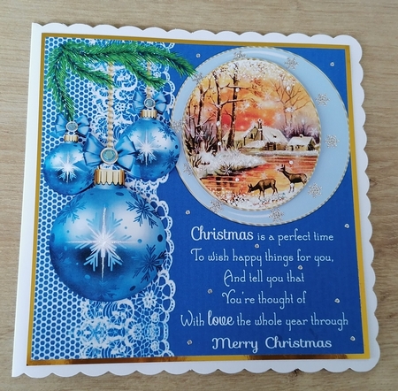 3 Blue Christmas baubles with scene card front/toppers(value sheet)5 by Honorscard Appleby