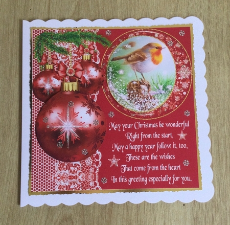 3 Red Christmas robin bauble card front/toppers(value sheet) 1 by Honorscard Appleby