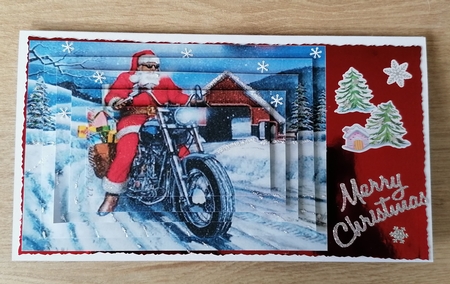 Santa riding a motor bike pyramids by Honorscard Appleby