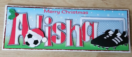 Xmas Football Boots & Football ALISHA in red & white large dl by Honorscard Appleby
