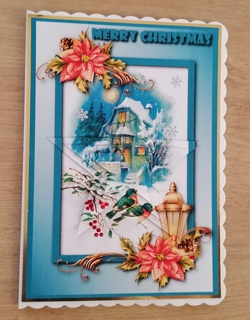 Vintage Christmas Scene with Birds Star Pyramid by Honorscard Appleby