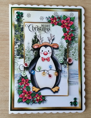 A5 Snowy Scene Penguin 8 - Card Front & Topper  by Honorscard Appleby