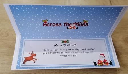 Large DL Merry Christmas ACROSS THE MILES insert with Santa 3D decoupage by Honorscard Appleby