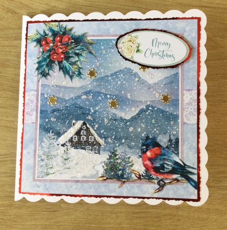 Christmas Scenes 30: Wintry Landscape 6 x 6 Card Front with Topper and Sentiments by Honorscard Appleby