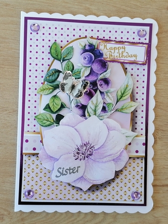 A5 Feathers & Flowers Card Front, Decoupage and sentiments  by Honorscard Appleby